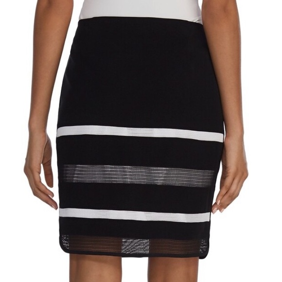 Black and white skirt Mesh Stripe Black Pencil - Picture 12 of 13